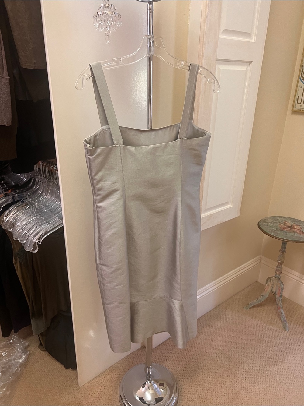Ralph Lauren Silver Midi Sheath Dress with Straps